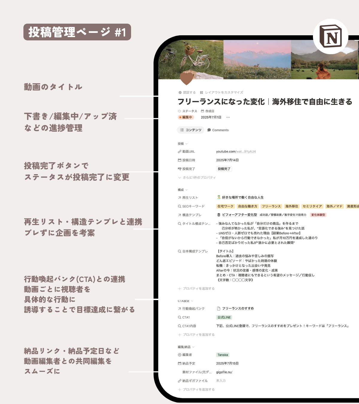 YouTube投稿管理AIプランナー[Notion]